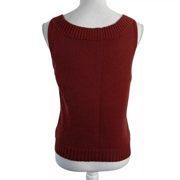 Nine West Nine & Company Petite Rust Red Tank Top Waffle Knit Beaded Sequin - Picture 4 of 9